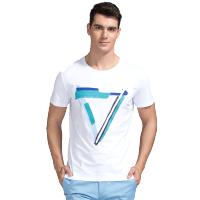 才子男装（TRIES）短袖T恤 男士年新款简约几何修身版休闲短袖T恤 三色可选8272E1722