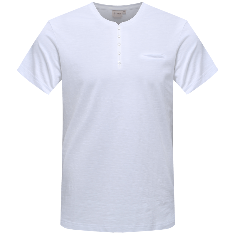 才子男装（TRIES）短T 男士春夏V领简约时尚百搭休闲短袖T恤 多色可选8272E8622