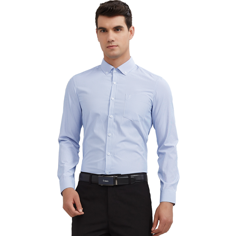 才子男装（TRIES）长袖衬衫 男2017秋冬条纹商务正装长袖衬衫1175E2021