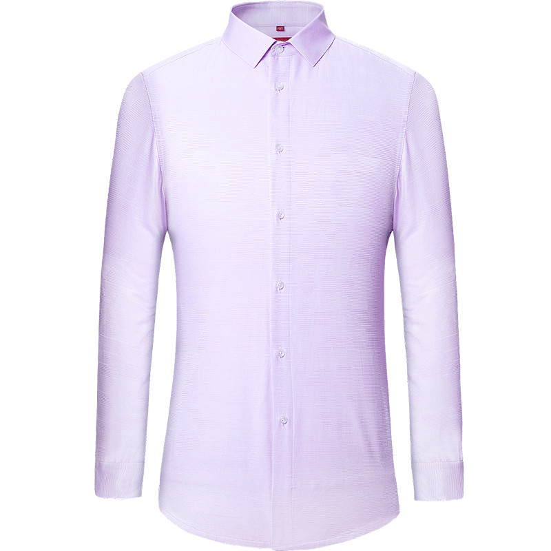 才子男装保暖长袖衬衫男秋季新品几何提花百搭修身保暖加厚商务休闲衬衣男_1