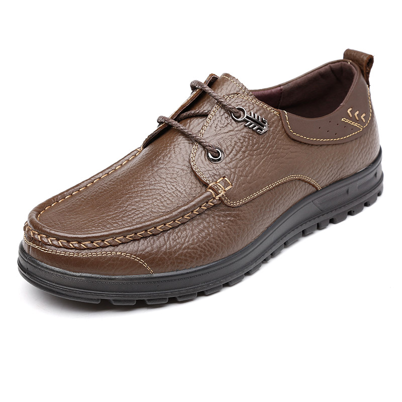 木林森男鞋新品软面皮休闲商务皮鞋系带户外休闲鞋77401