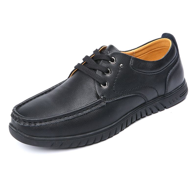 木林森低帮皮鞋男2018新款系带舒适休闲鞋防滑耐磨爸爸鞋潮87051119