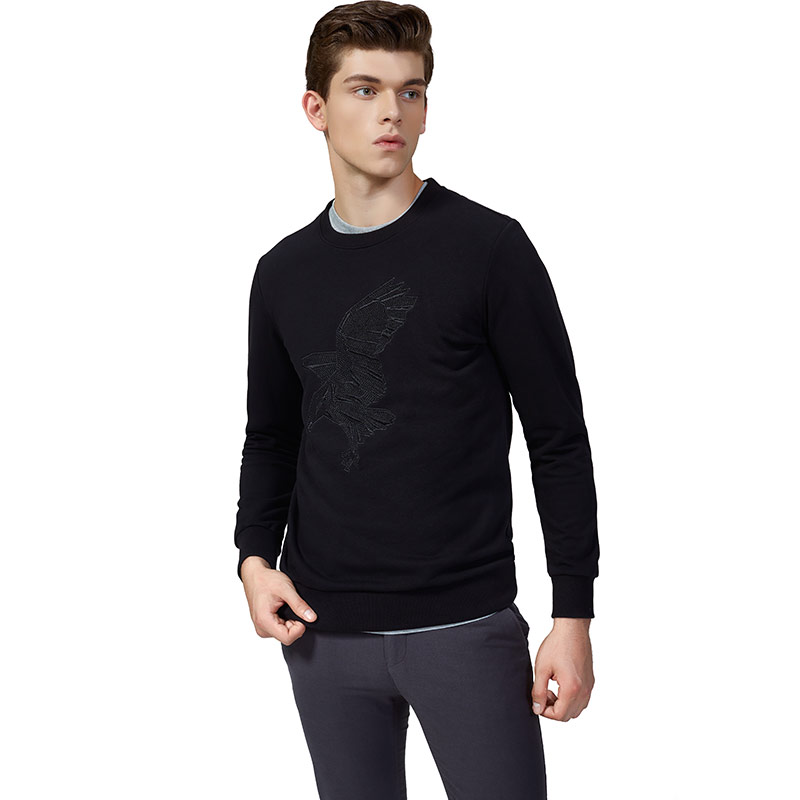 木林森打底衫T恤卫衣秋冬新款韩版长袖圆领套头男士外套11370904