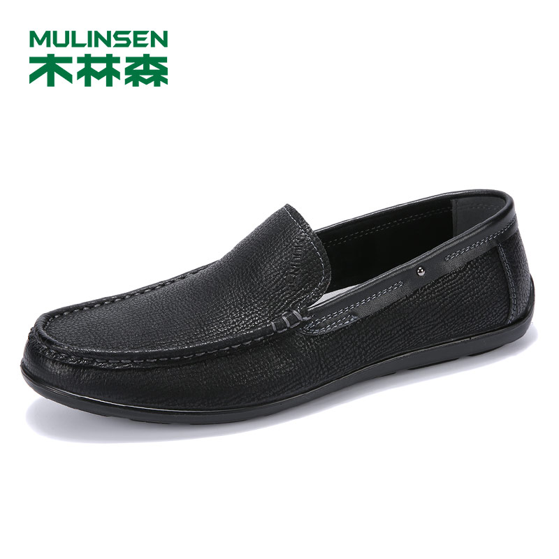 木林森男鞋夏季豆豆鞋真皮休闲鞋SS97303