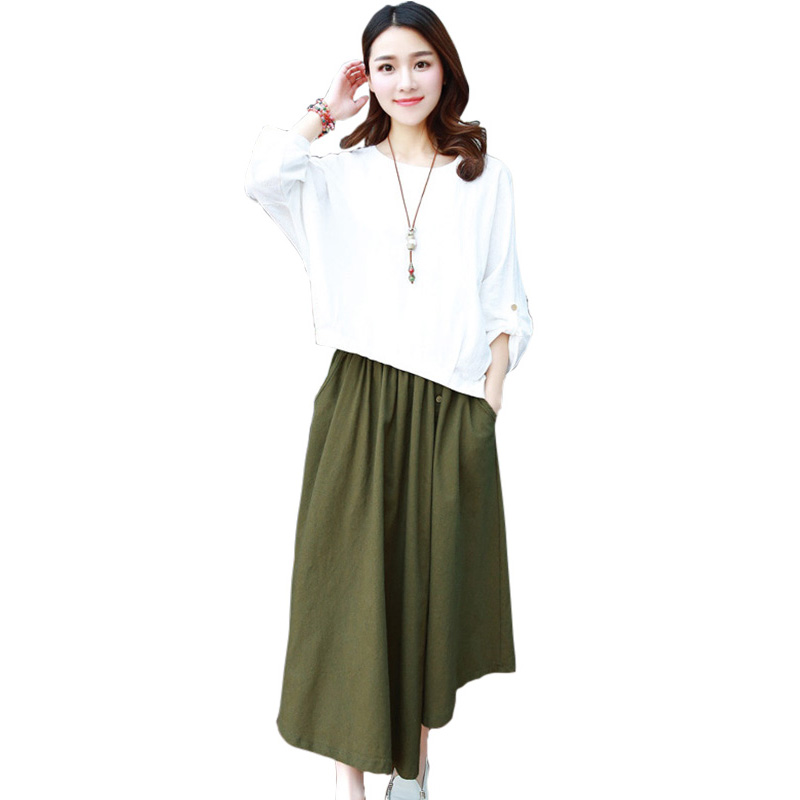 丝柏舍2017夏装新款女装纯色宽松上衣搭半身裙套装S73R0083N