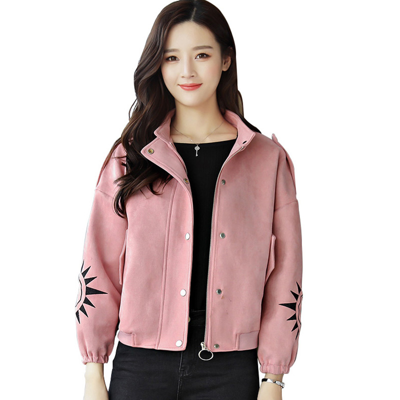 丝柏舍2019秋季新款女装纯色立领印花九分袖百搭短外套S83R0261A