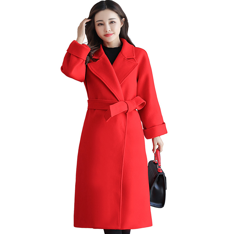 丝柏舍2017年秋新款女装韩版纯色长袖翻领收腰系带大衣S74R0157D