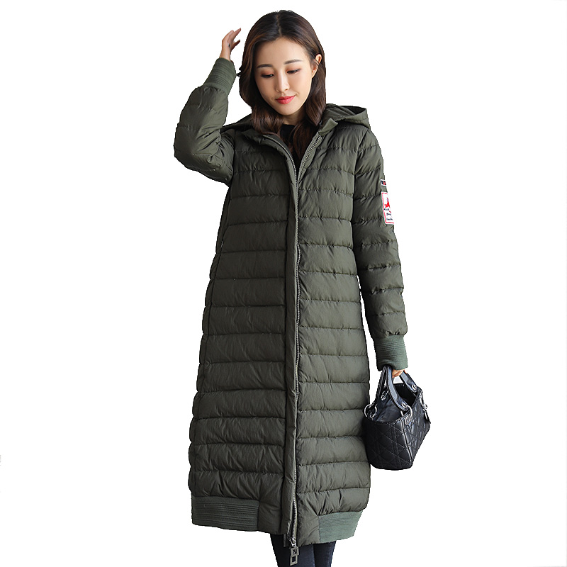 丝柏舍2017冬装新款女装连帽长款纯色宽松百搭羽绒服S74R0039Y