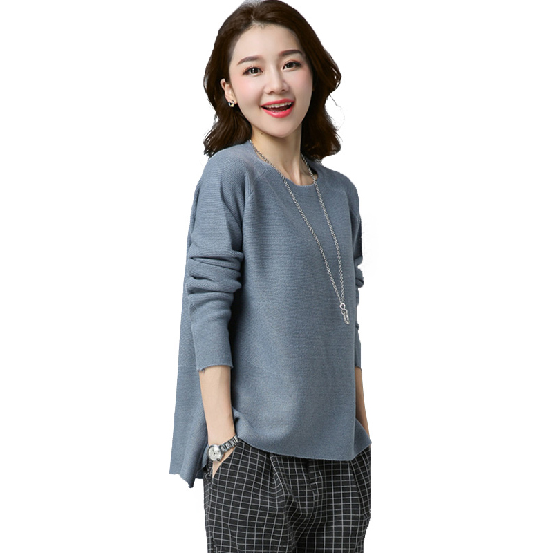丝柏舍2017年冬季新款女短款纯色宽松圆领套头针织毛衣S74Z0080M