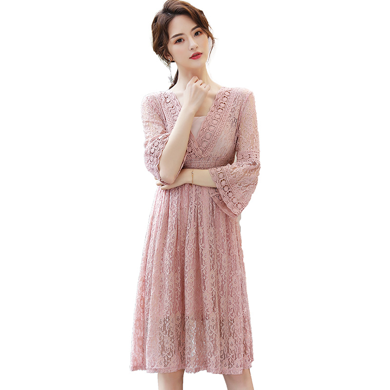 丝柏舍2019年季女装气质时尚蕾丝连衣裙S81R0452L