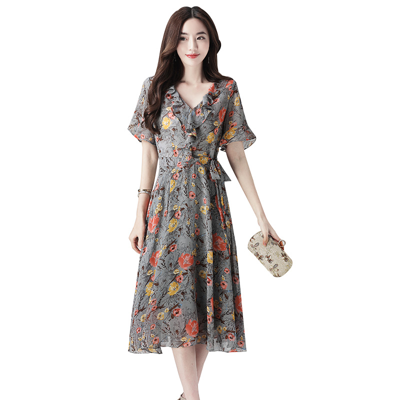 丝柏舍2019春装女印花连衣裙S82R0518L