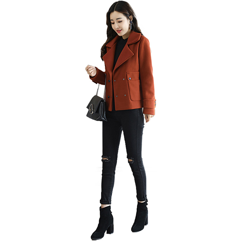 丝柏舍秋装2018新款女韩版翻领纯色双排扣气质简约外套S83R0404A