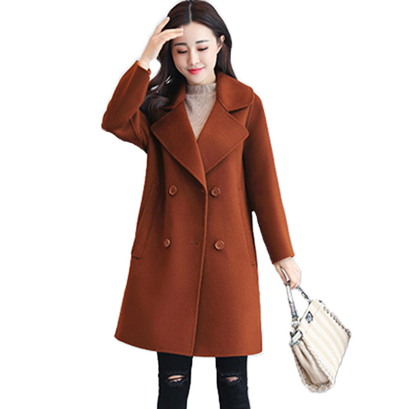 丝柏舍秋装2018新款女纯色翻领长袖系扣修身中长款大衣S84R0177D