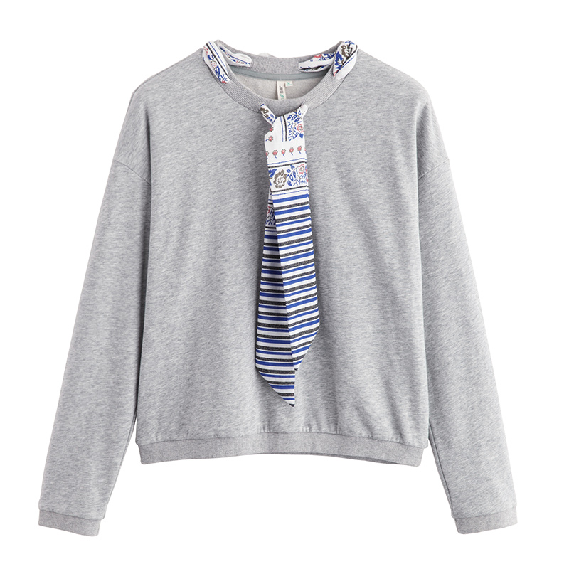 茵曼秋装新款圆领落肩长袖套头卫衣女宽松打底上衣