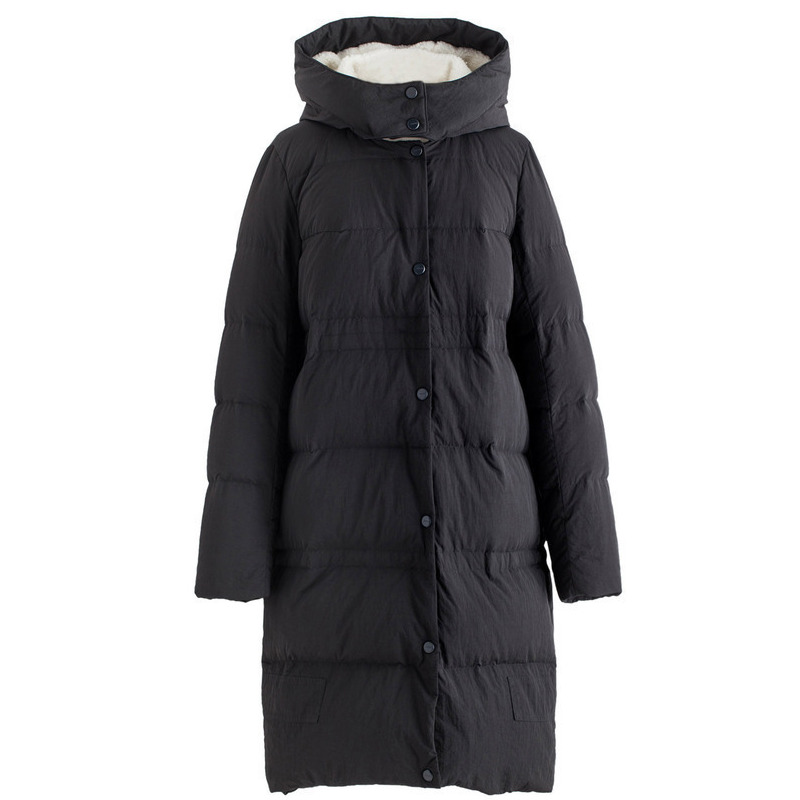 茵曼冬季新款绒帽连帽保暖御寒中长款羽绒服女厚1873121524