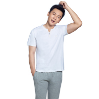 三枪高支纯棉男T恤春夏新品半襟圆领短袖男士汗衫[李晨同款]22905A0