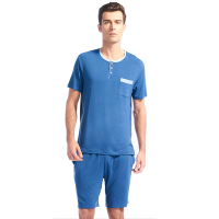 三枪 密棉睡衣男春夏 春夏新品 爽滑半襟短袖男士家居服套装81237D0