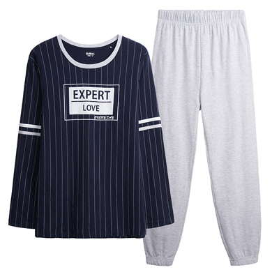 三枪睡衣 秋冬新品纯棉圆领长袖长裤棉质男女情侣家居服套装 87569D0/87572D0