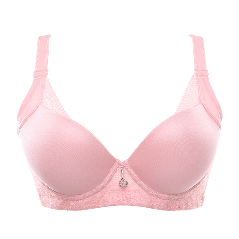 水中花纯色深v蕾丝花边光面无痕聚拢文胸小胸性感内衣收副乳调整