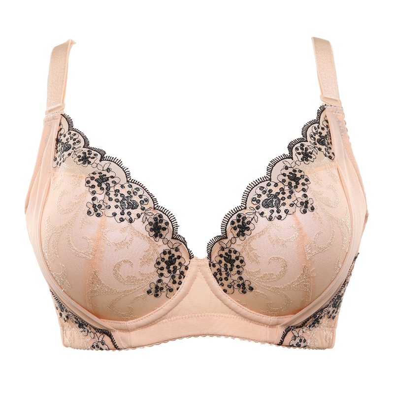 水中花正品新款刺绣提拉网纱透气收副乳聚拢型文胸