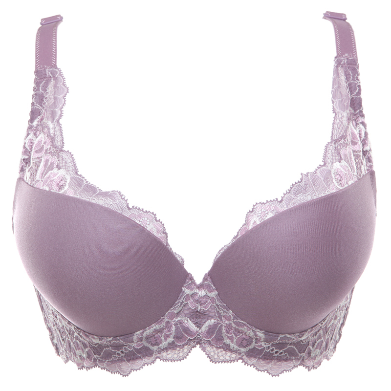 水中花 花朵蕾丝光面小胸聚拢调整型有钢圈文胸内衣收副乳上托