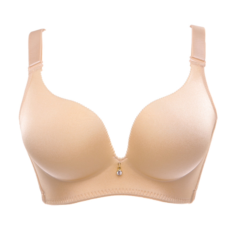 水中花春新款一片式光面无痕无钢圈性感聚拢收副乳调整型文胸内衣