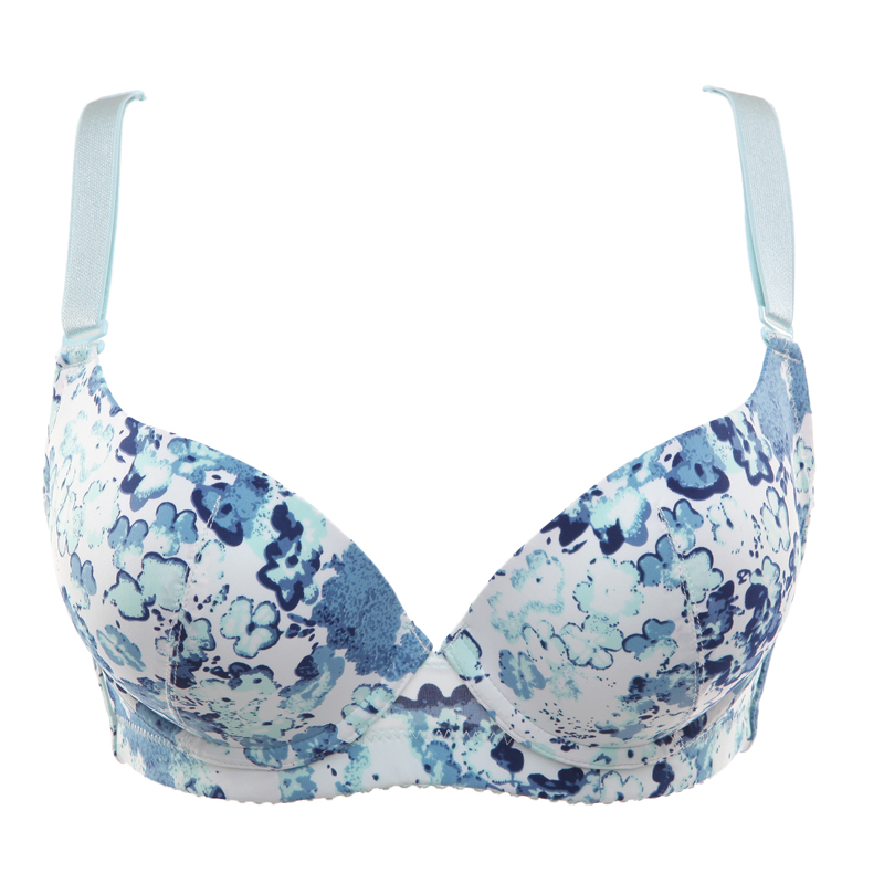 水中花正品 新款 清新印花加高侧比收副乳聚拢型文胸