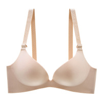 水中花光面无痕一片式舒适性感聚拢文胸内衣小胸厚杯胸罩女士美背