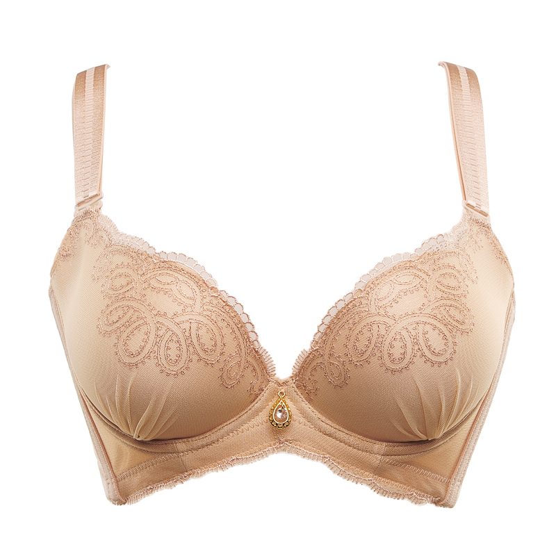 水中花新款简约侧比加宽加高收副乳聚拢调整型文胸四排扣内衣418151