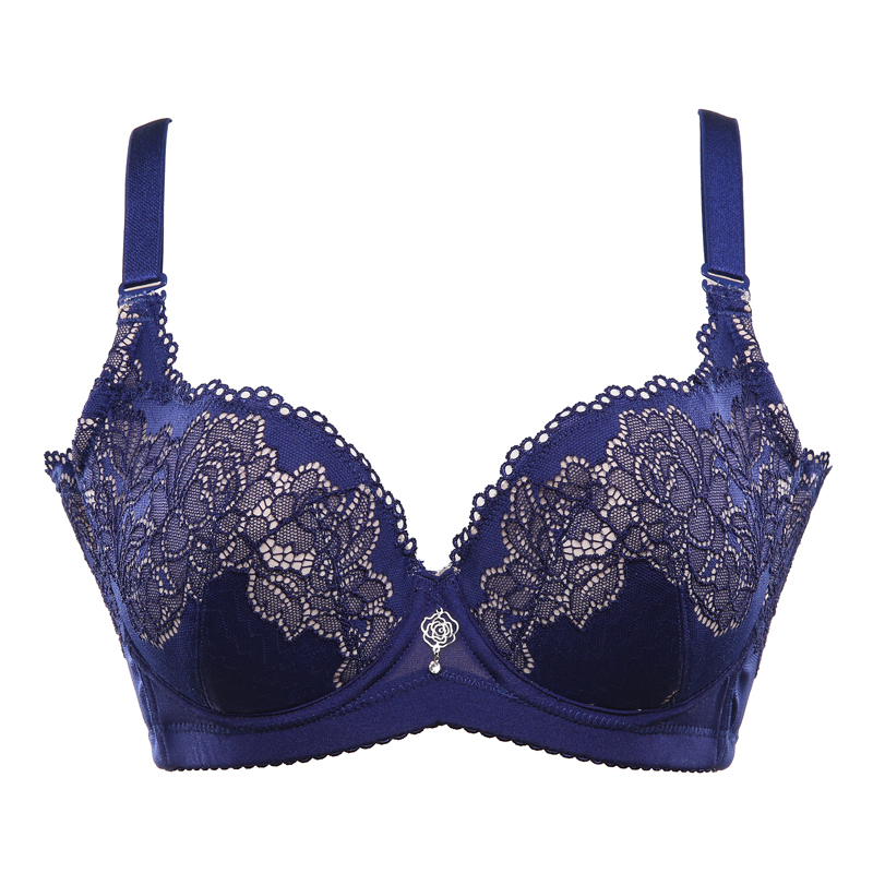 水中花新款性感蕾丝夹棉薄杯侧收钢圈调整型文胸收副乳内衣女418125