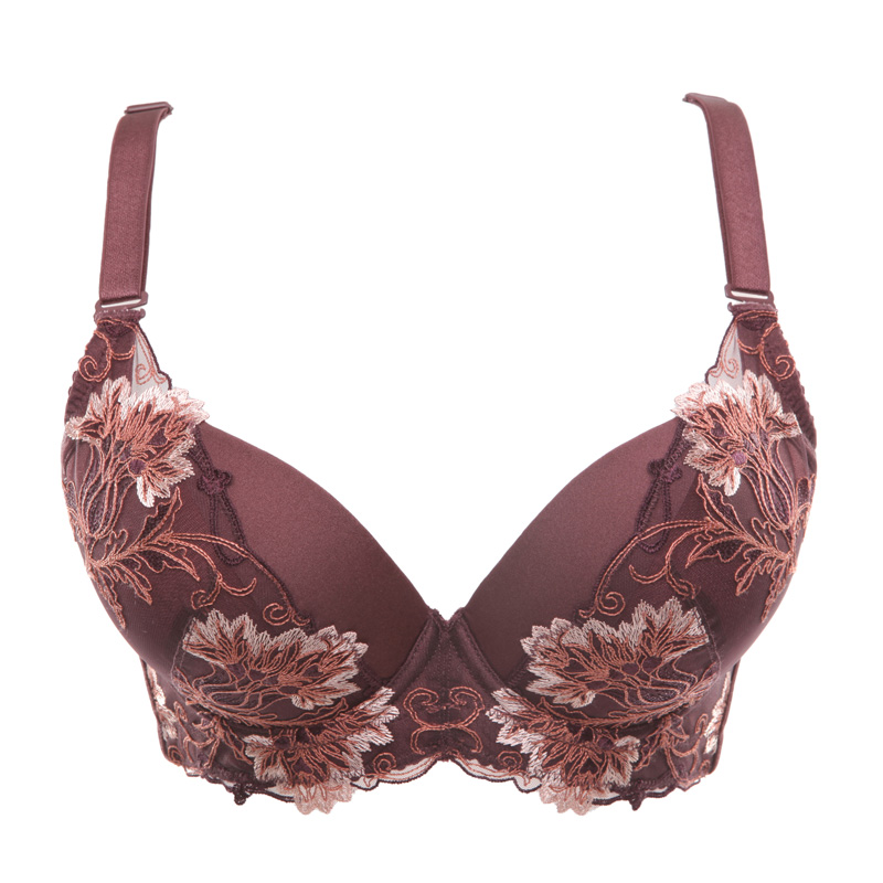 水中花新款 典雅刺绣可拆卸双肩带聚拢型文胸内衣518295
