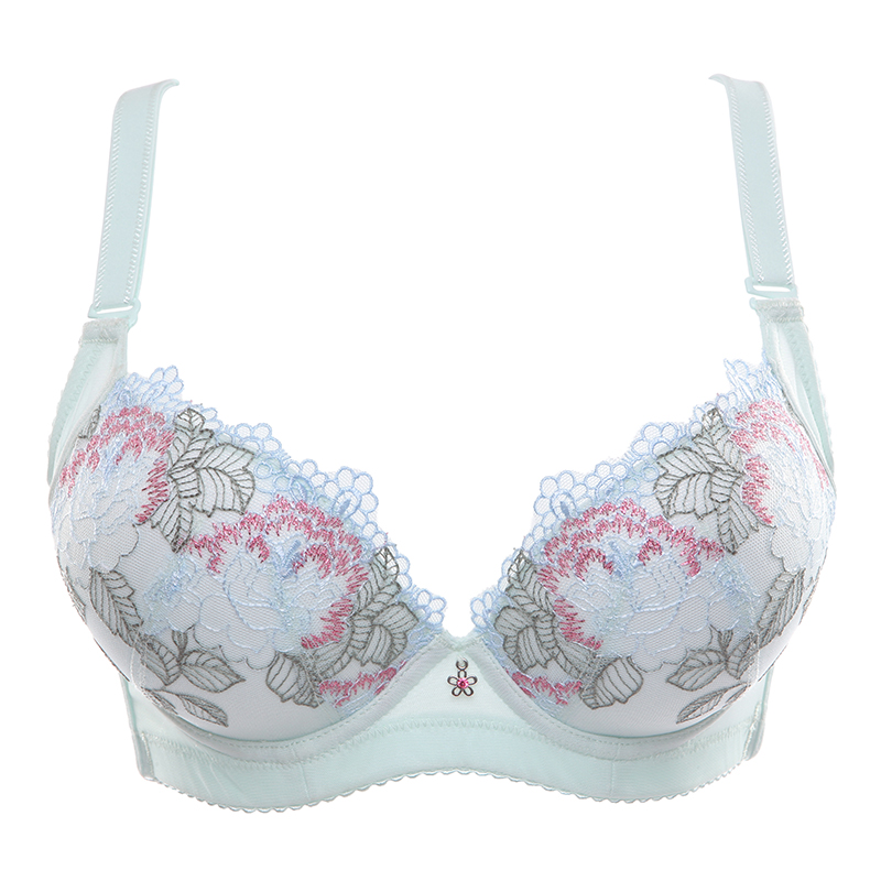 水中花新款 优雅刺绣花边加高侧包聚拢型文胸内衣518205