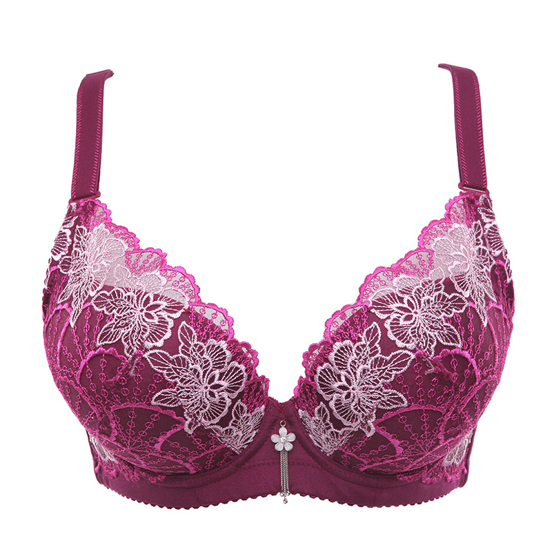 水中花 新款 优雅网纱刺绣后三排四扣聚拢型文胸内衣518300