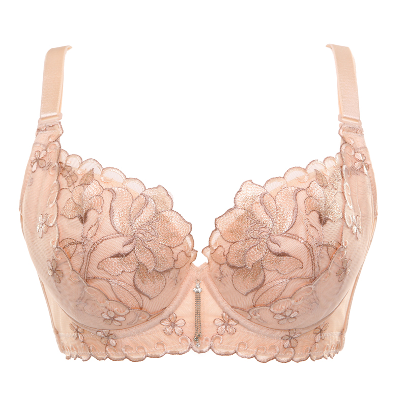 水中花新款 优雅刺绣加高侧比夹棉杯聚拢型文胸