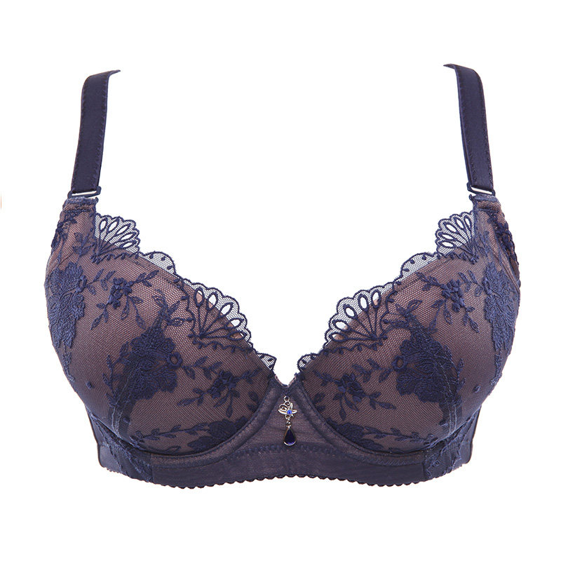 水中花新款优雅花朵刺绣U型美背聚拢型文胸 518251