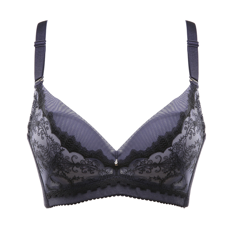水中花新款复古清新蕾丝透气3/4杯V聚拢调整型文胸收副乳内衣418107
