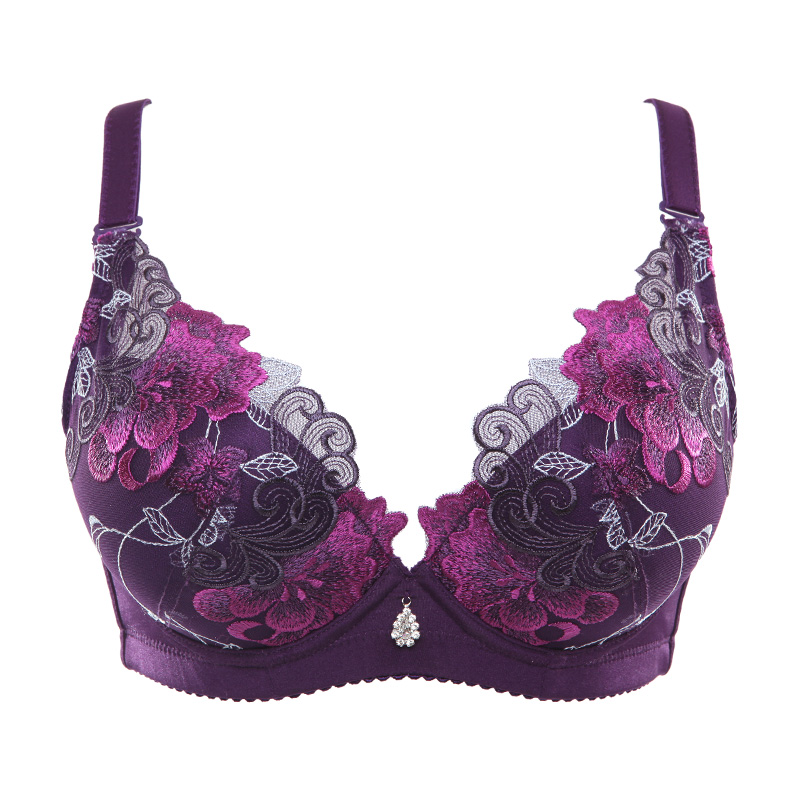 水中花 新款 花朵刺绣侧收副乳聚拢型文胸内衣518230