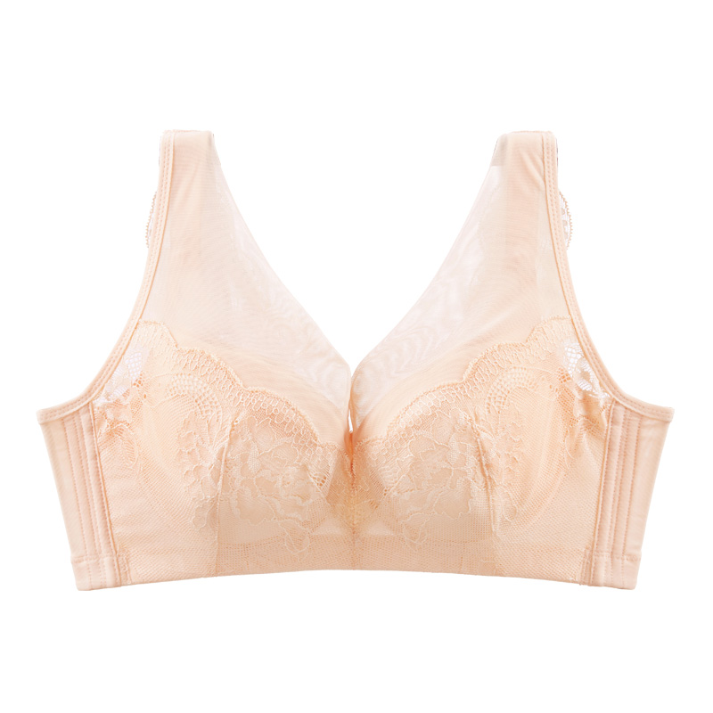 水中花新款性感蕾丝舒适透气大码薄杯调整型大胸显小文胸内衣美背