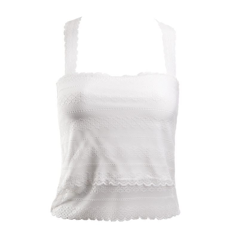 水中花 新款 简约蕾丝加宽肩带性感美背吊带抹胸