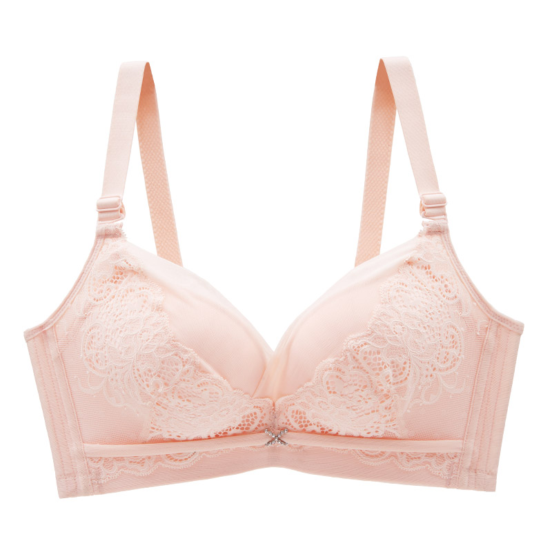 水中花新款 蕾丝刺绣无钢圈舒适美背调整型聚拢文胸