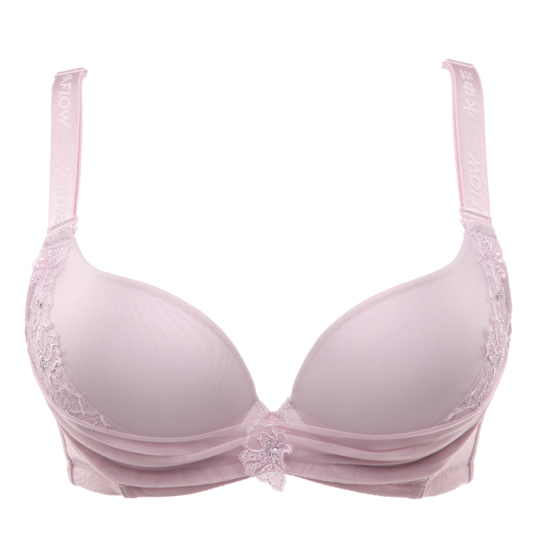 水中花 新款 浪漫网纱刺绣上薄下厚深V聚拢型文胸内衣