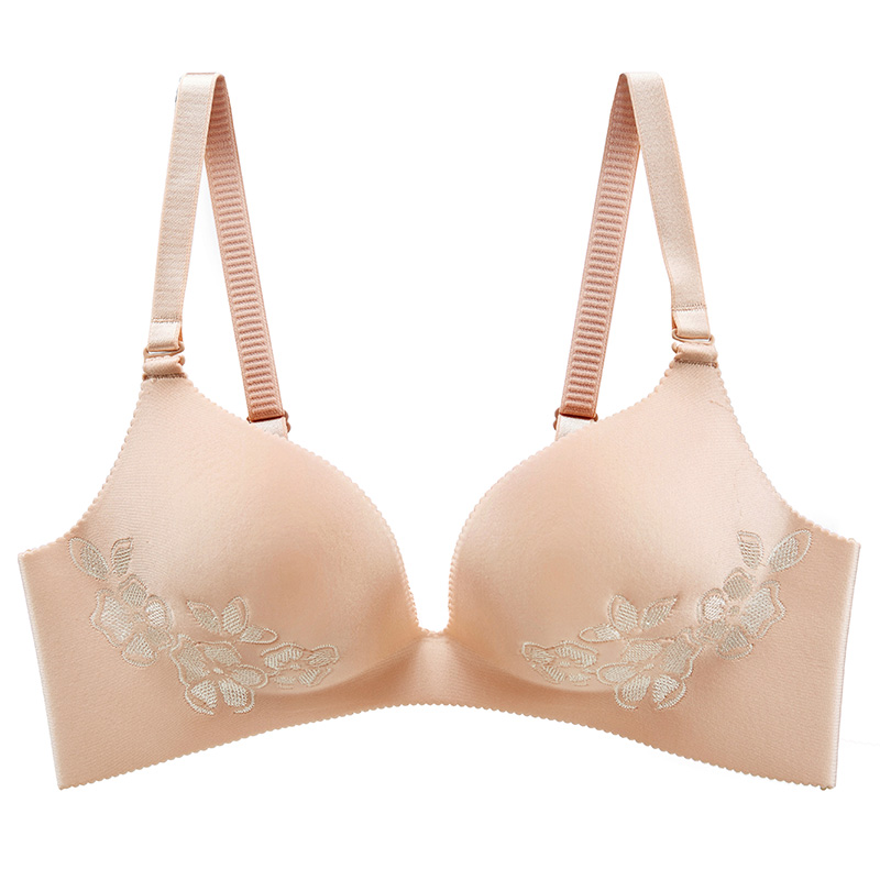水中花新款优雅刺绣繁花无痕无钢圈舒适文胸