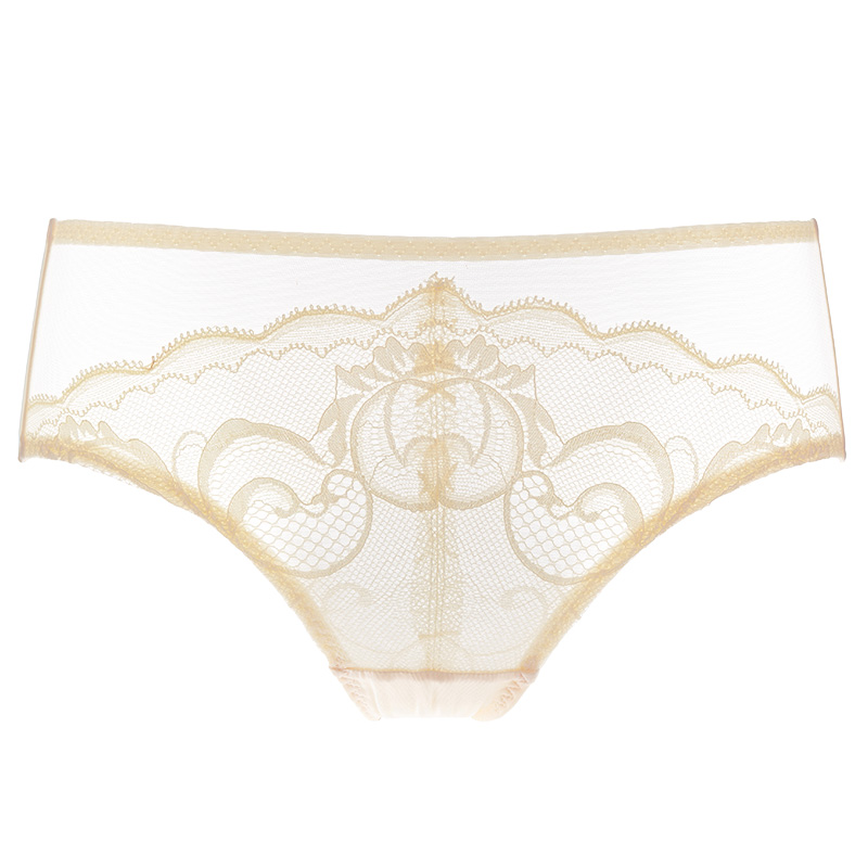 水中花新款优雅蕾丝提臀中腰舒适透气女士内裤短裤