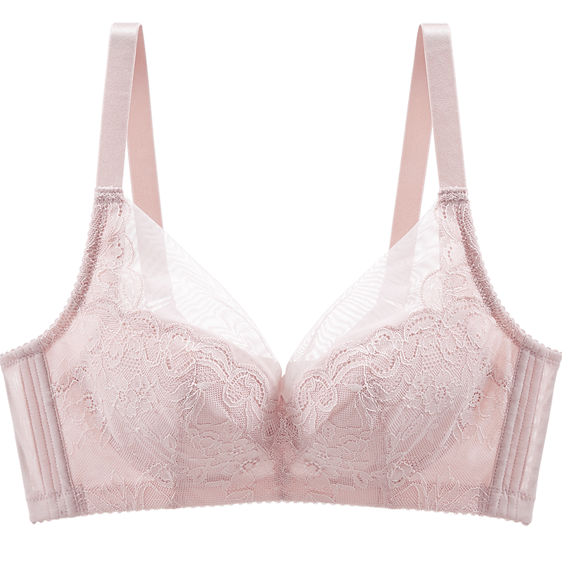 水中花大码薄款收副聚拢文胸大胸显小全罩杯防下垂内衣女士胸罩