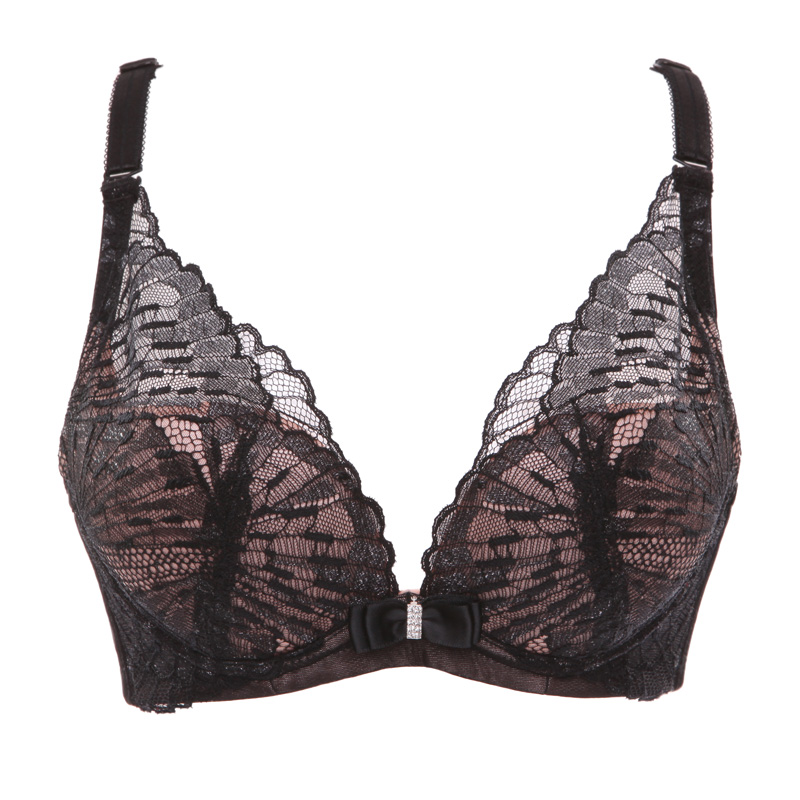 水中花水中花正品 新款 蕾丝中厚模杯小胸MM深V文胸