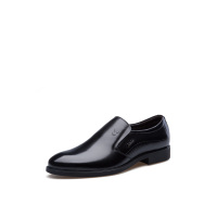 花花公子（PLAYBOY）男士经典套脚商务皮鞋圆头低帮正装鞋男鞋黑色款