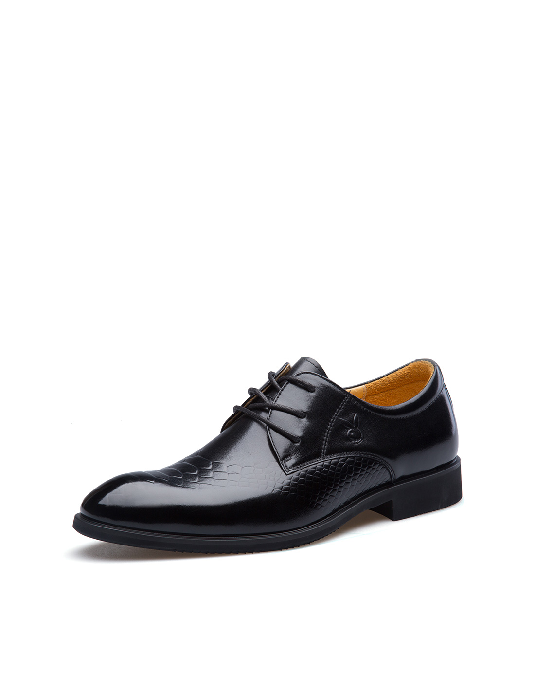 花花公子(PLAYBOY)男士蛇皮纹牛皮耐磨商务正装皮鞋6CW562006D01