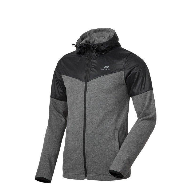 PRO TOUCH 男子运动防风速干卫衣外套 连帽跑步修身撞色拼接夹克240049