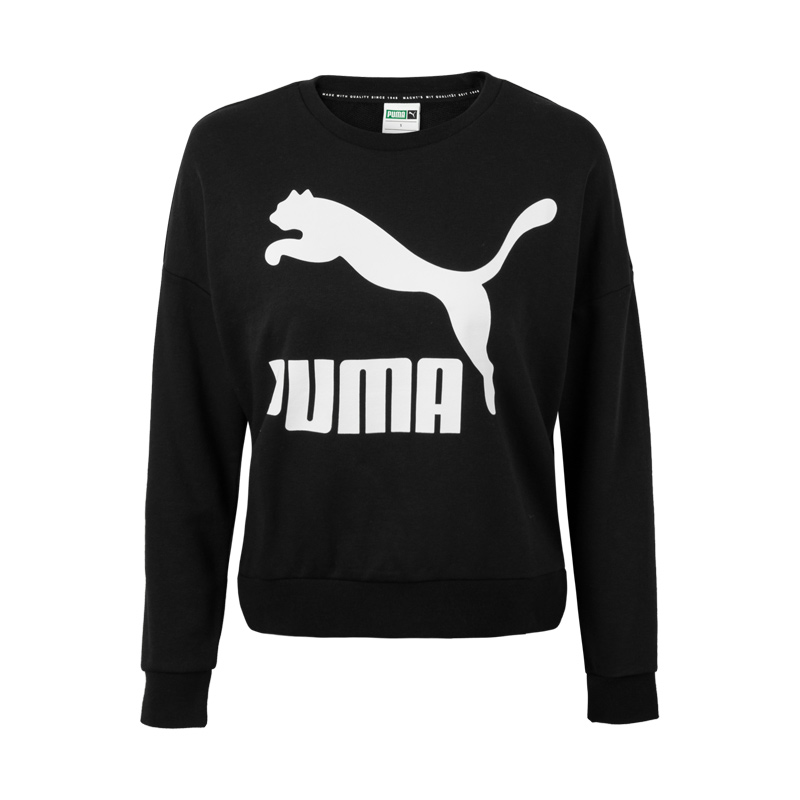 PUMA彪马 女子经典大logo长袖针织卫衣 运动休闲套头上衣 577609