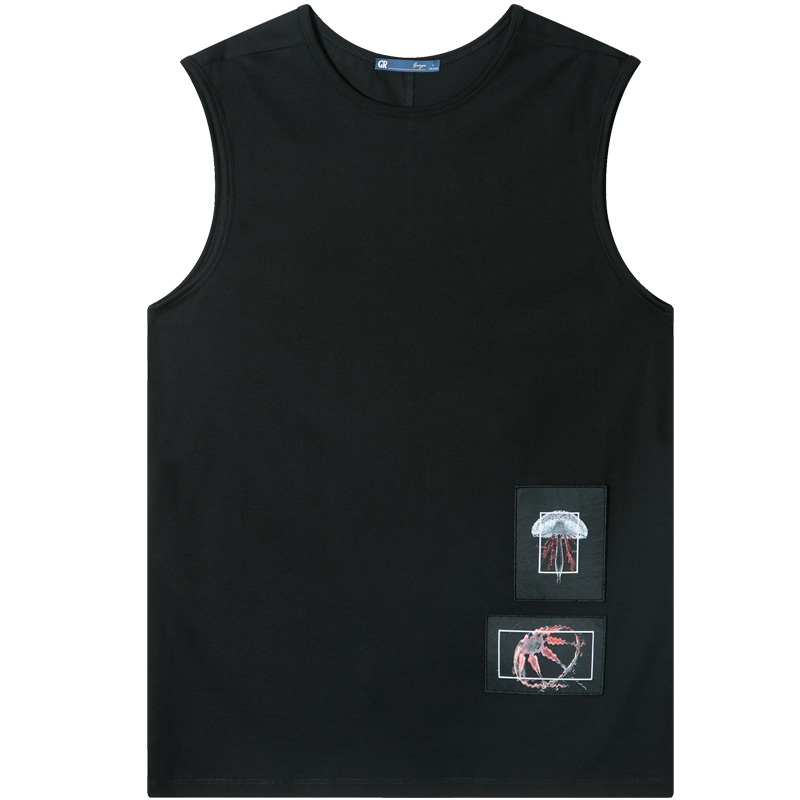 G'RSAGA黑色系休闲无袖T恤背心11623311002